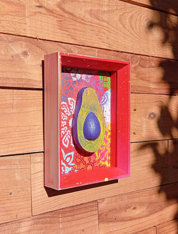 Red hood stories - handmade wooden frame with cast resin art by Yaw Broni