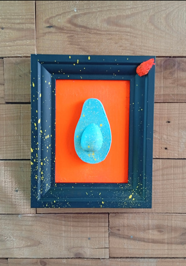 Serious water drop - handmade wooden frame with cast resin art