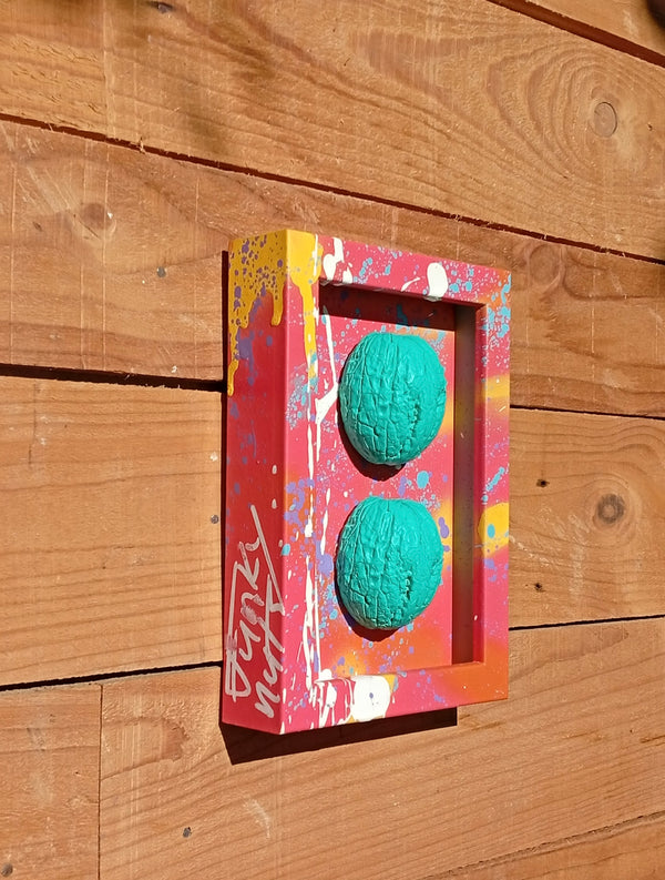 Little big & funky - small handmade wooden art frame with cast resin